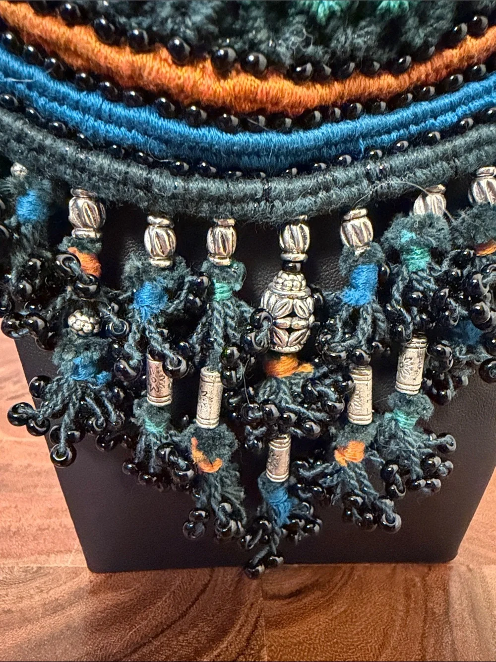 Peruvian Connection Beaded Tassel Fringe Crochet Necklace